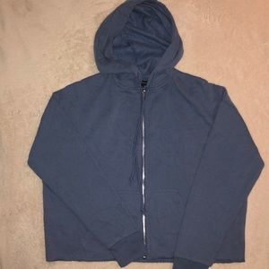 Cropped baby blue zip up hoodie